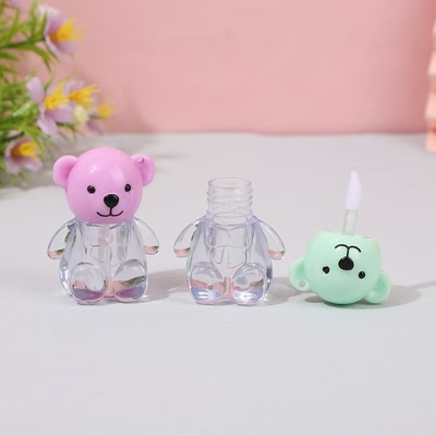 2 ml Cute Bear Head Cap πλαστικό λαμπερό σωλήνα χειλιών σε διάφορα χρώματα με κλείσιμο καπάκι βίδας και εξατομικευμένη εκτύπωση