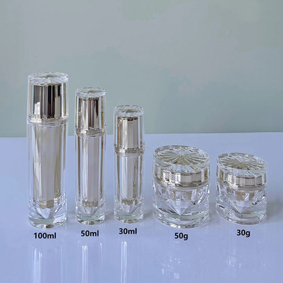 Ακρυλικό μπουκάλι βάζο χωρίς αέρα 30G 50G 30ML 50ML 100ML για καλλυντική λοσιόν με αντλία λοσιόν αλουμινίου ή ψεκαστήρα ομίχλης