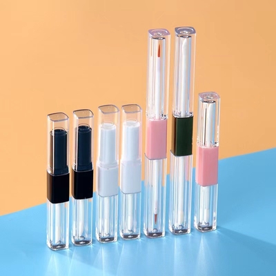 1.2ml & 2.5ml πλαστικό τετράγωνο Slim Lip Gloss σωλήνα διπλής κεφαλής με προσαρμοσμένα χρώματα