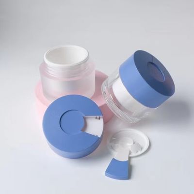 Διάφανο βάζο κρέμας καλλυντικών διπλού τοιχώματος 15/30/50g με ενσωματωμένη υγιεινή κουταλιά για ενυδατική κρέμα, μάσκα προσώπου & περιποίηση δέρματος