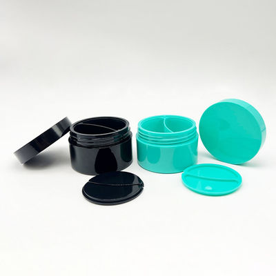 Custom Color 50+50g Matt Surface PP Plastic Double Layer Cylinder Cream Jar With Disc for Cosmetic Packaging