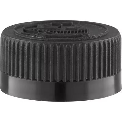 20mm 24mm 28mm Μαύρο ελαφρύ πλαστικό καπάκι με βίδα και ενσωματωμένη σφραγίδα για φιάλες καλλυντικών