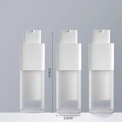 Χονδρική Πώληση Τετράγωνο Σχήμα 15ml 30ml 50ml Φιάλη Αντλίας Χωρίς Αέρα με Περιστροφικό Κλείδωμα Αντλίας για Προϊόντα Περιποίησης Δέρματος