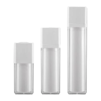 Χονδρική Πώληση Τετράγωνο Σχήμα 15ml 30ml 50ml Φιάλη Αντλίας Χωρίς Αέρα με Περιστροφικό Κλείδωμα Αντλίας για Προϊόντα Περιποίησης Δέρματος